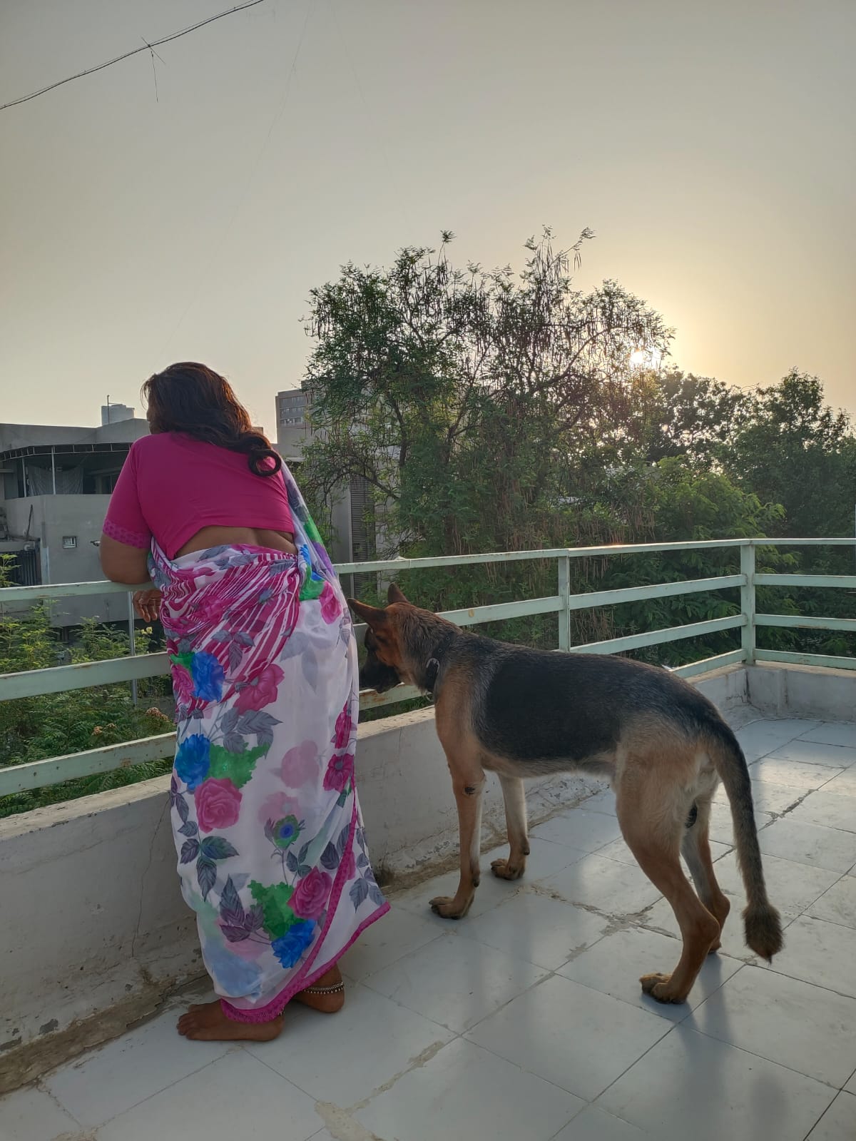 Oscar a German Guest enjoying view with grandma at terrace